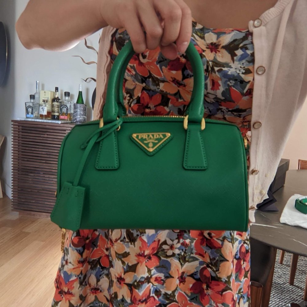 NEW Prada Saffiano leather top-handle bag - Green - Picture 8 of 9